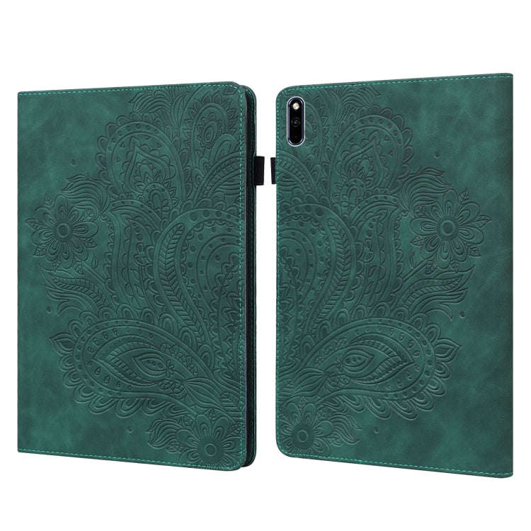 For Huawei MatePad 10.4 Peacock Embossed Pattern TPU + PU Horizontal Flip Leather Case with Holde...