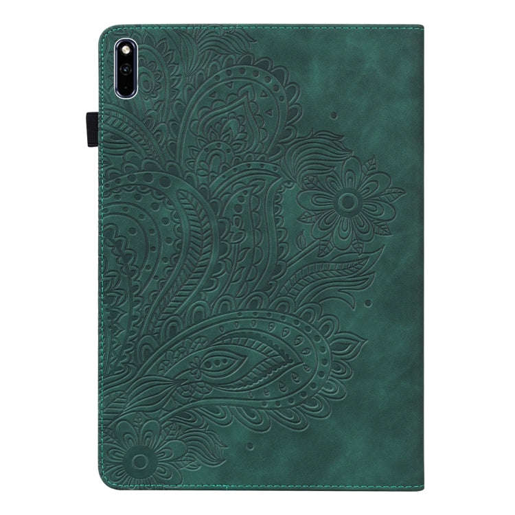 For Huawei MatePad 10.4 Peacock Embossed Pattern TPU + PU Horizontal Flip Leather Case with Holde...