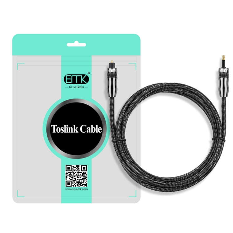EMK OD6.0mm 3.5mm Digital Sound Toslink to Mini Toslink Digital Optical Audio Cable, Length:2m