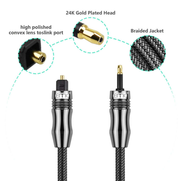 EMK OD6.0mm 3.5mm Digital Sound Toslink to Mini Toslink Digital Optical Audio Cable, Length:2m