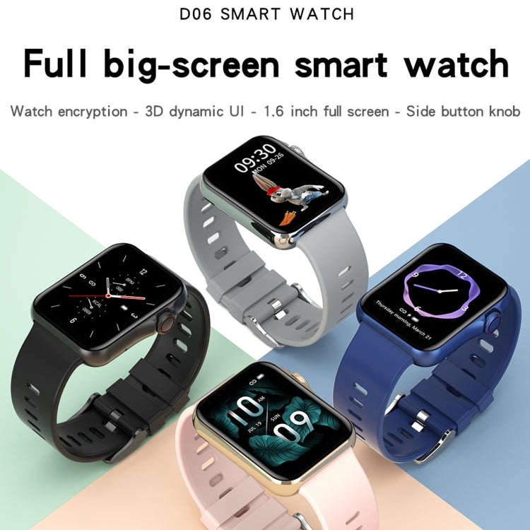 D06 1.6 inch IPS Color Screen IP67 Waterproof Smart Watch, Support Sport Monitoring / Sleep Monit...