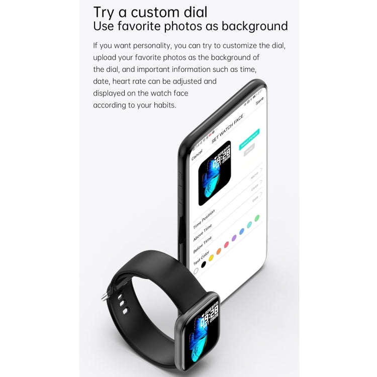 G69 1.69 inch Square Color Screen IP68 Waterproof Smart Watch, Support Blood Pressure Monitoring ...