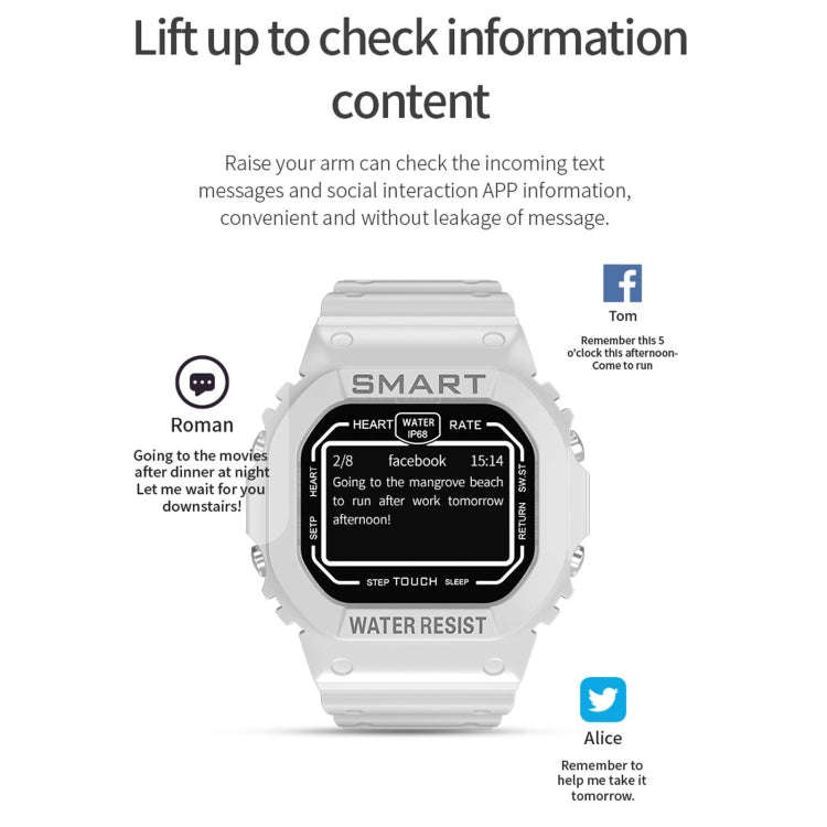 K16 1.14 inch TFT Color Screen IP68 Waterproof Smart Watch, Support Bluetooth Music / Sleep Monit...