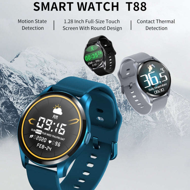 T88 1.28 inch TFT Color Screen IP67 Waterproof Smart Watch, Support Body Temperature Monitoring /...