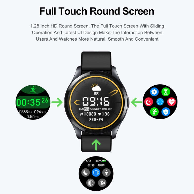 T88 1.28 inch TFT Color Screen IP67 Waterproof Smart Watch, Support Body Temperature Monitoring /...