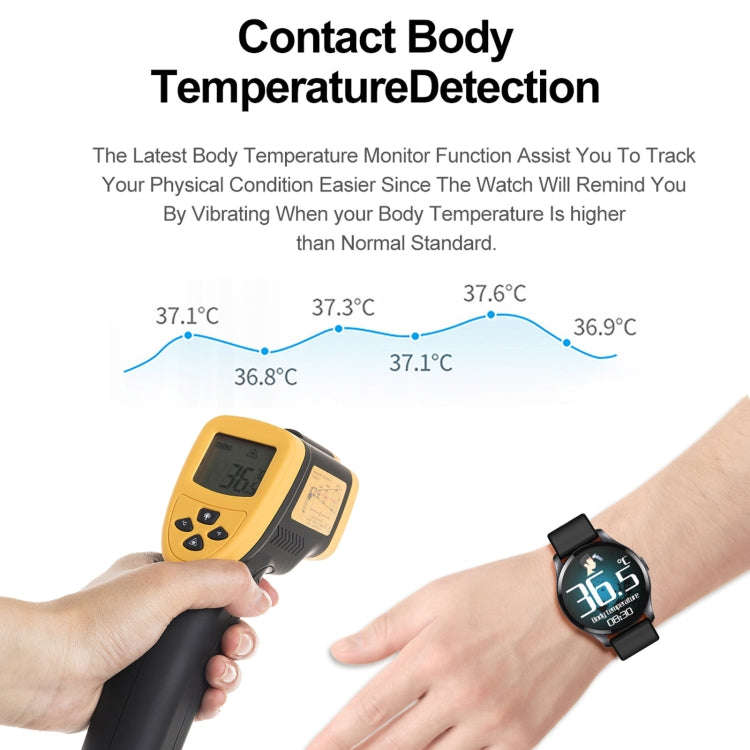 T88 1.28 inch TFT Color Screen IP67 Waterproof Smart Watch, Support Body Temperature Monitoring /...