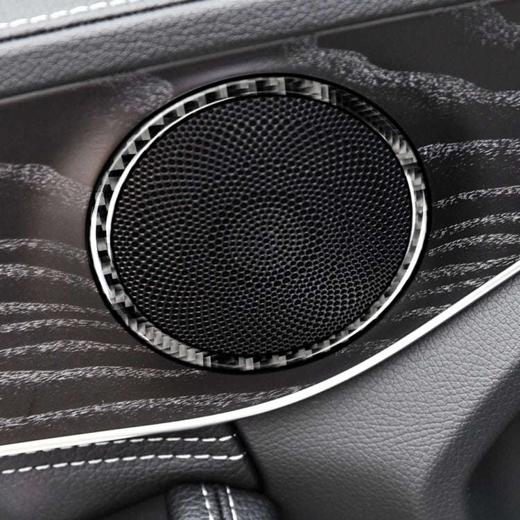 4 PCS Car Carbon Fiber Door Horn Ring Decorative Sticker for Mercedes-Benz C Class W205 C180 C200...