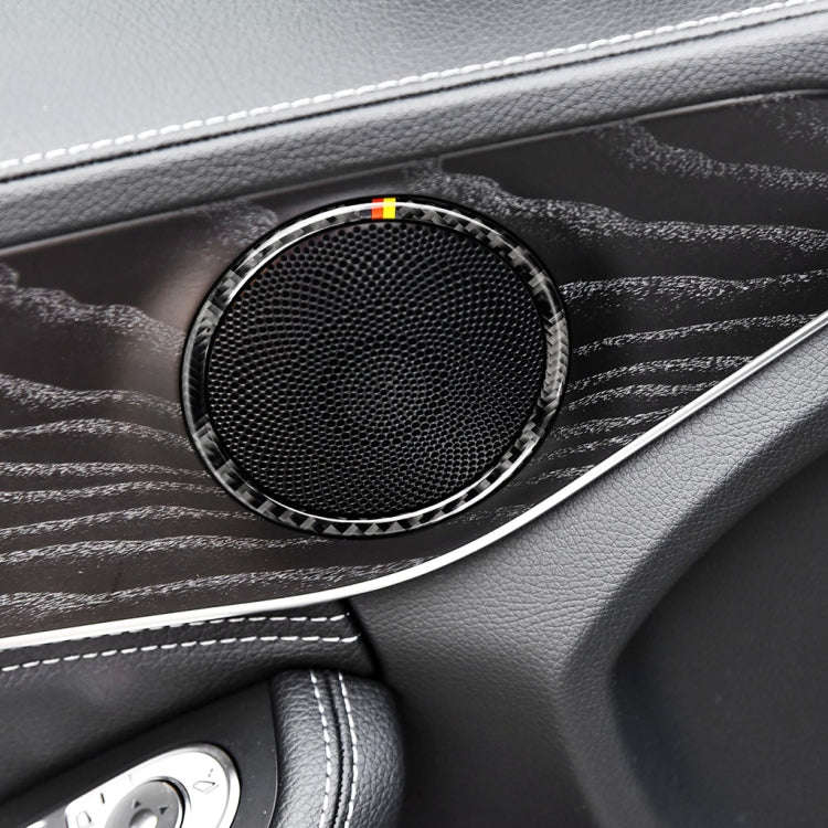 4 PCS Car Carbon Fiber Door Horn Ring Decorative Sticker for Mercedes-Benz C Class W205 C180 C200...