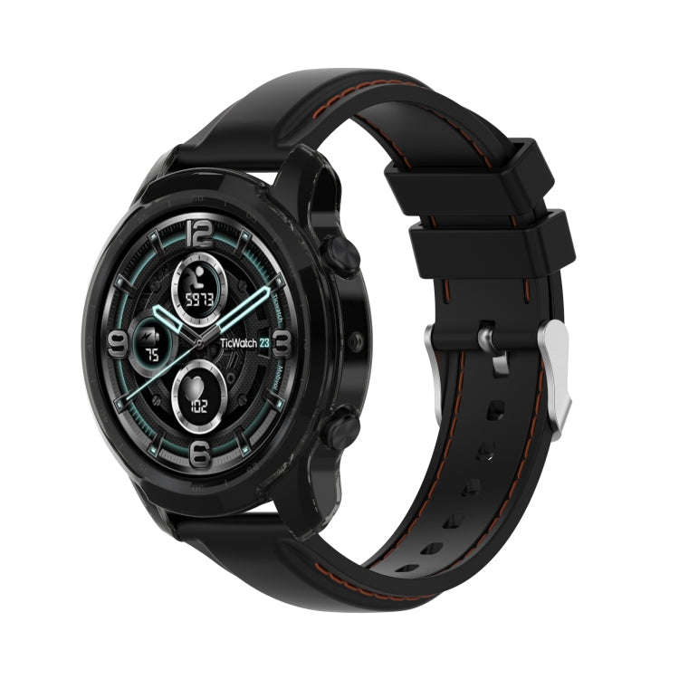 For TicWatch Pro 3 / Pro 3 Lite Half Coverage Hollowed TPU Protective Case(Transparent Black)