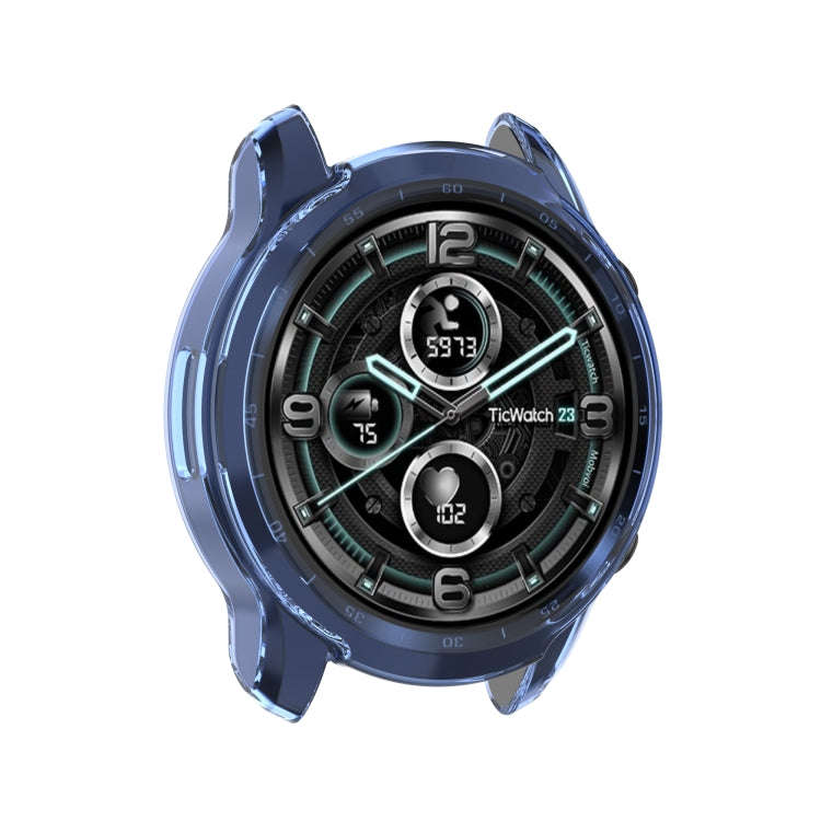For TicWatch Pro 3 / Pro 3 Lite Half Coverage Hollowed TPU Protective Case(Transparent Blue)