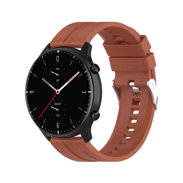 For Amazfit GTR 2e / GTR 2 22mm Silicone Watch Band with Silver Buckle(Cabernet Orange)