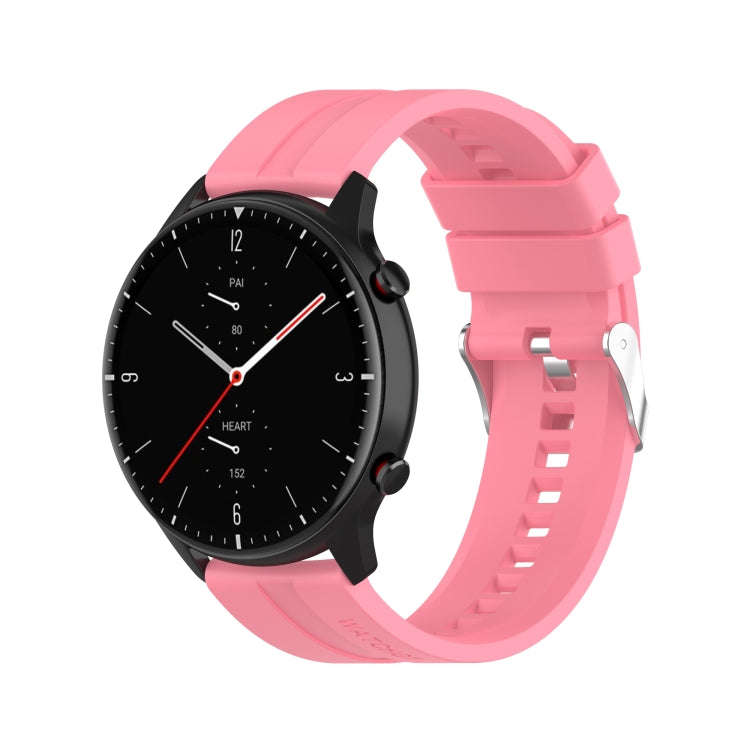 For Amazfit GTR 2e / GTR 2 22mm Silicone Watch Band with Silver Buckle(Pink)