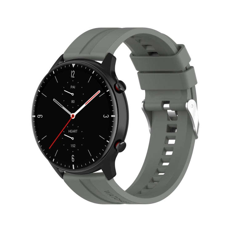 For Amazfit GTR 2e / GTR 2 22mm Silicone Watch Band with Silver Buckle(Grey)