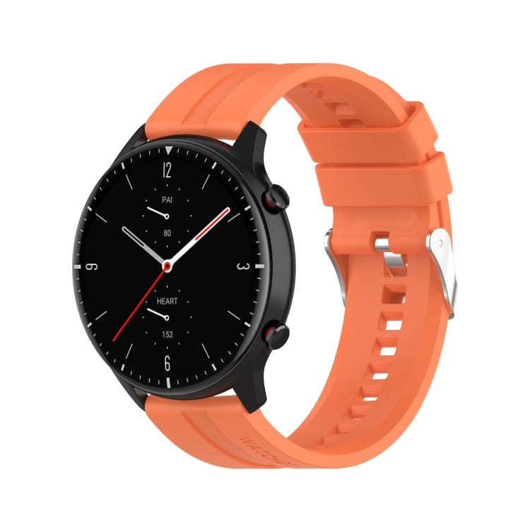 For Amazfit GTR 2e / GTR 2 22mm Silicone Watch Band with Silver Buckle(Vibrant Orange)