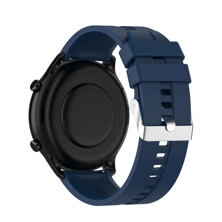 For Amazfit GTR 2e / GTR 2 22mm Silicone Watch Band with Silver Buckle(Dark Blue)