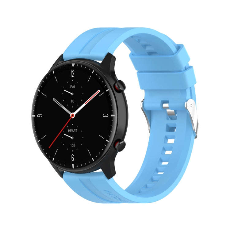 For Amazfit GTR 2e / GTR 2 22mm Silicone Watch Band with Silver Buckle(Sky Blue)