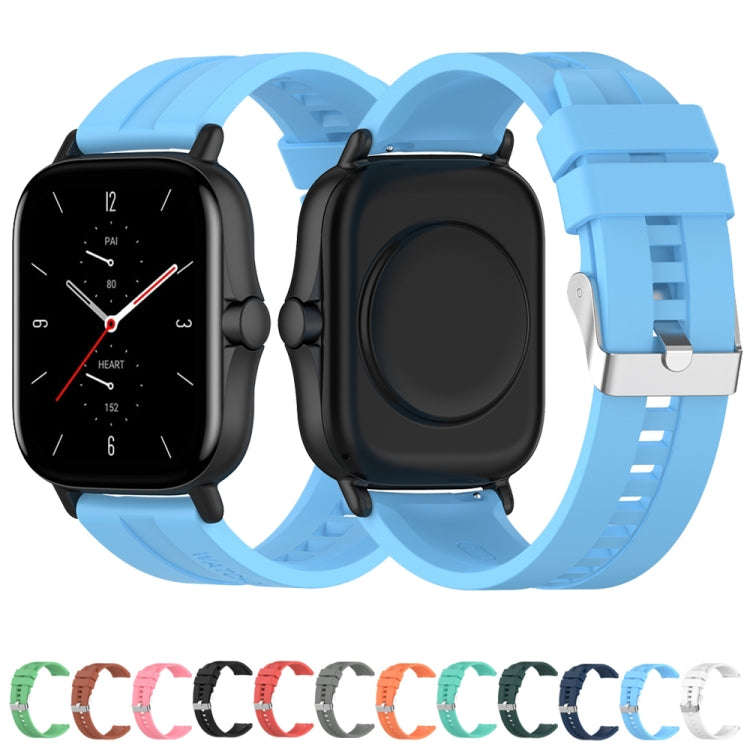 For Amazfit GTR 2e / GTR 2 22mm Silicone Watch Band with Silver Buckle(Dark Blue)