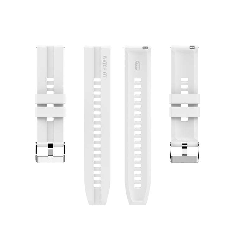 For Amazfit GTS 2e / GTS 2 20mm Silicone Watch Band with Silver Buckle(White)