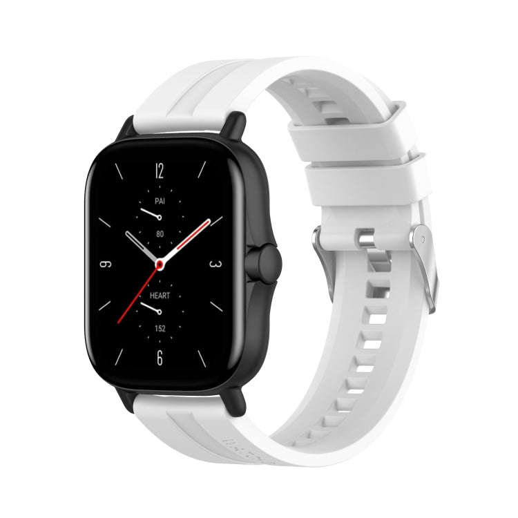 For Amazfit GTS 2e / GTS 2 20mm Silicone Watch Band with Silver Buckle(White)