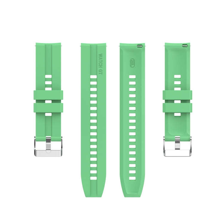 For Amazfit GTS 2e / GTS 2 20mm Silicone Watch Band with Silver Buckle(Mint Green)