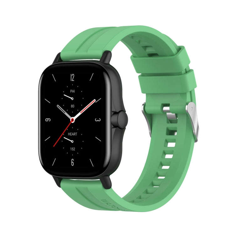 For Amazfit GTS 2e / GTS 2 20mm Silicone Watch Band with Silver Buckle(Mint Green)