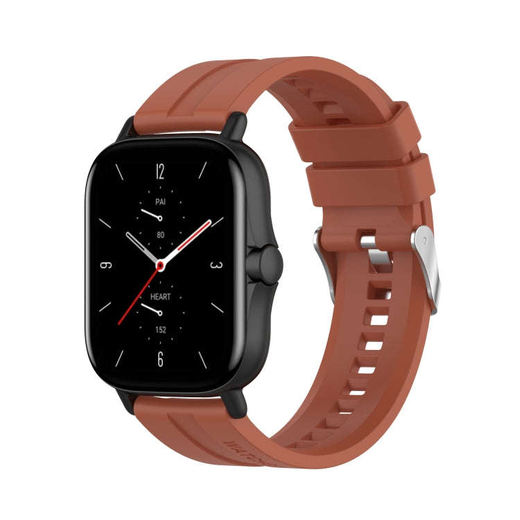 For Amazfit GTS 2e / GTS 2 20mm Silicone Watch Band with Silver Buckle(Cabernet Orange)