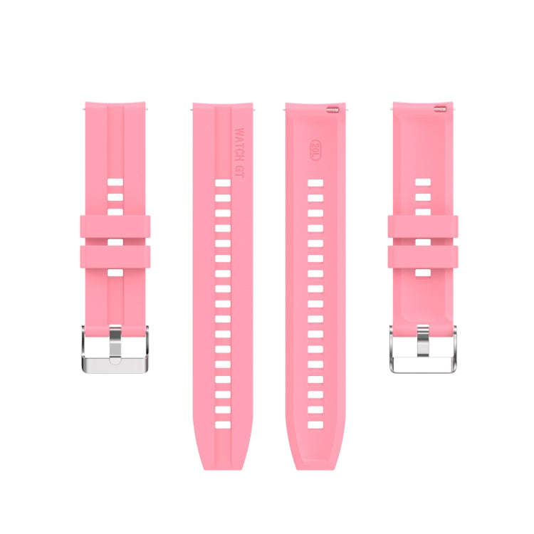 For Amazfit GTS 2e / GTS 2 20mm Silicone Watch Band with Silver Buckle(Pink)