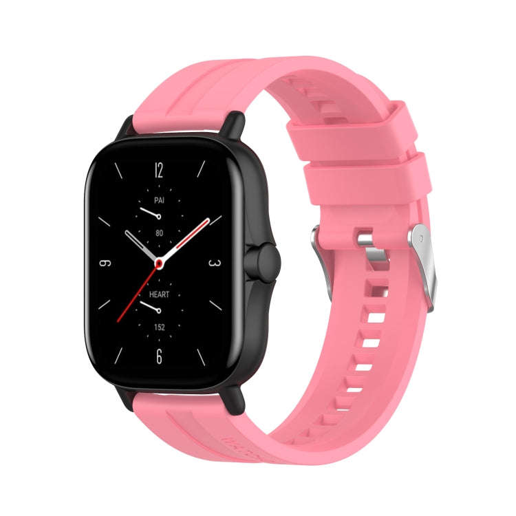 For Amazfit GTS 2e / GTS 2 20mm Silicone Watch Band with Silver Buckle(Pink)