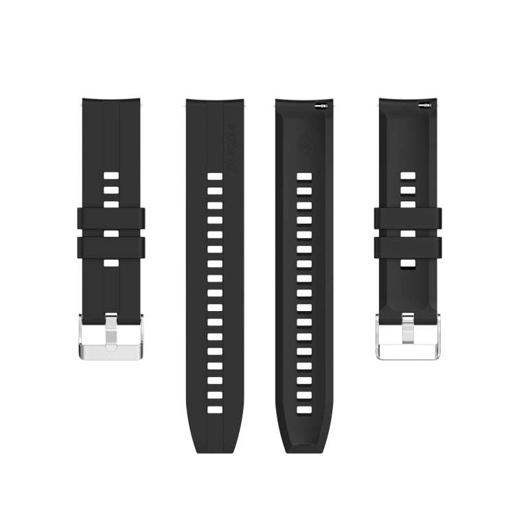 For Amazfit GTS 2e / GTS 2 20mm Silicone Watch Band with Silver Buckle(Black)