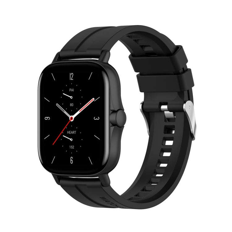 For Amazfit GTS 2e / GTS 2 20mm Silicone Watch Band with Silver Buckle(Black)