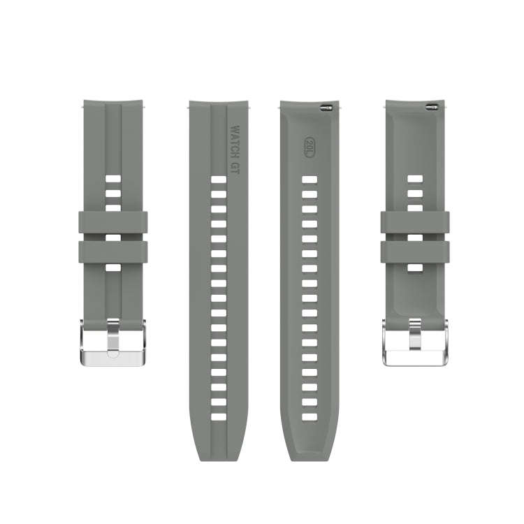 For Amazfit GTS 2e / GTS 2 20mm Silicone Watch Band with Silver Buckle(Grey)