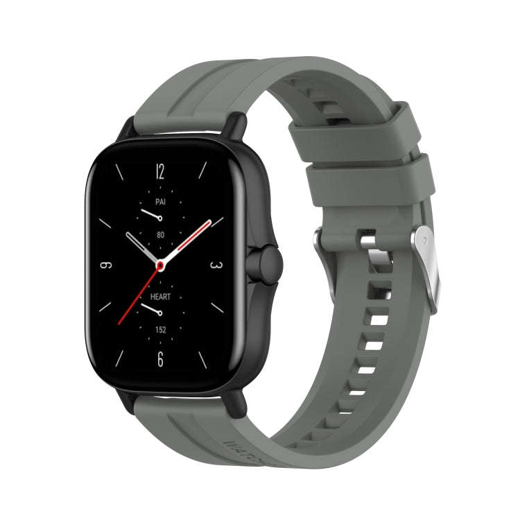 For Amazfit GTS 2e / GTS 2 20mm Silicone Watch Band with Silver Buckle(Grey)