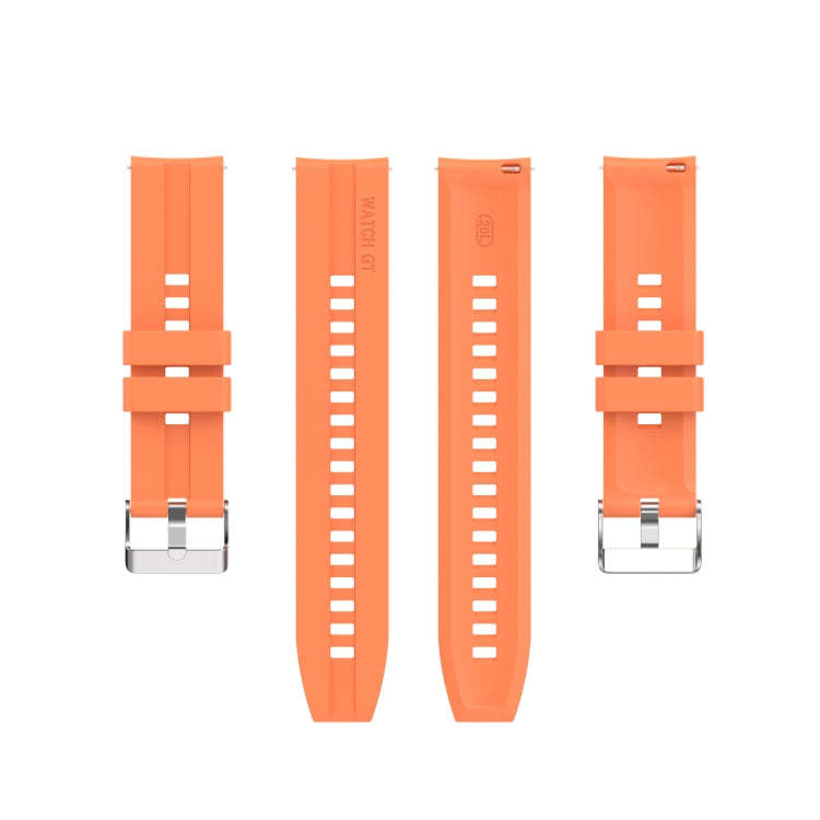 For Amazfit GTS 2e / GTS 2 20mm Silicone Watch Band with Silver Buckle(Vibrant Orange)