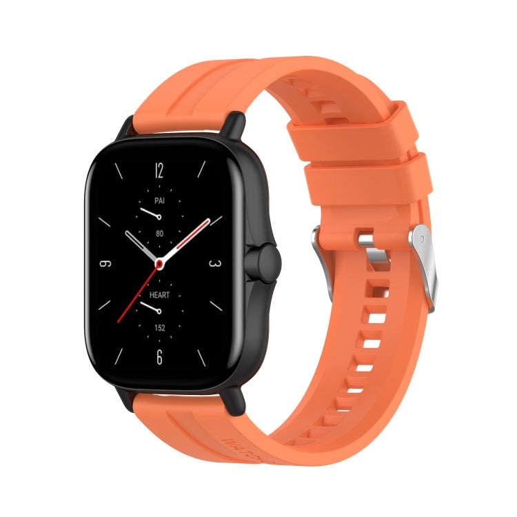 For Amazfit GTS 2e / GTS 2 20mm Silicone Watch Band with Silver Buckle(Vibrant Orange)
