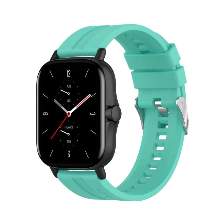 For Amazfit GTS 2e / GTS 2 20mm Silicone Watch Band with Silver Buckle(Aurora Blue)