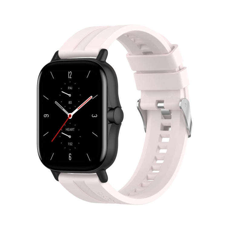 For Amazfit GTS 2e / GTS 2 20mm Silicone Watch Band with Silver Buckle(Sand Pink)