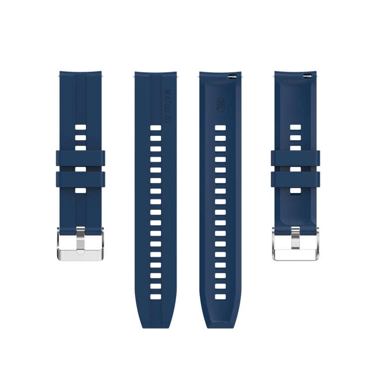 For Amazfit GTS 2e / GTS 2 20mm Silicone Watch Band with Silver Buckle(Dark Blue)