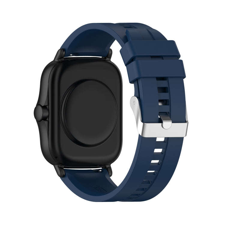 For Amazfit GTS 2e / GTS 2 20mm Silicone Watch Band with Silver Buckle(Dark Blue)