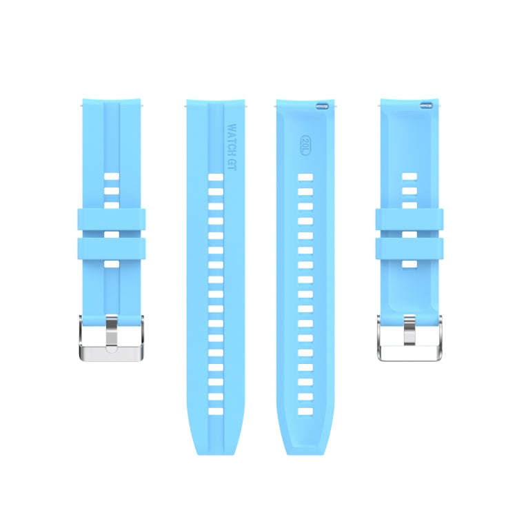 For Amazfit GTS 2e / GTS 2 20mm Silicone Watch Band with Silver Buckle(Sky Blue)
