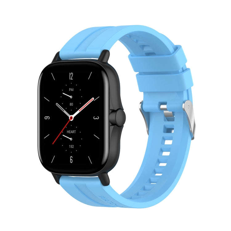 For Amazfit GTS 2e / GTS 2 20mm Silicone Watch Band with Silver Buckle(Sky Blue)