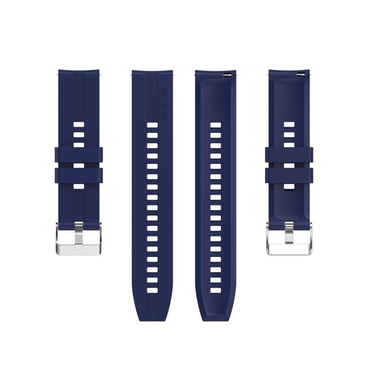 For Amazfit GTS 2e / GTS 2 20mm Silicone Watch Band with Silver Buckle(Midnight Blue)