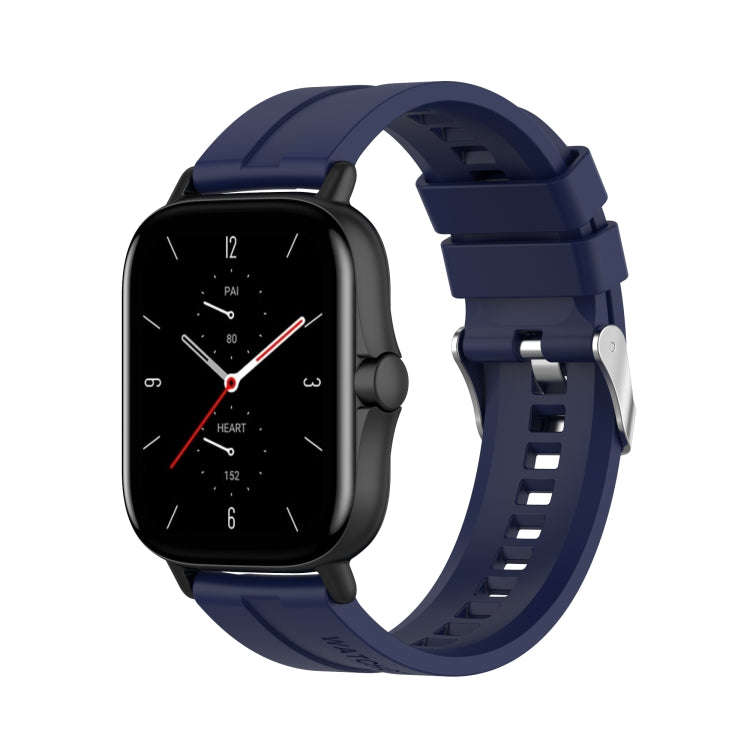 For Amazfit GTS 2e / GTS 2 20mm Silicone Watch Band with Silver Buckle(Midnight Blue)