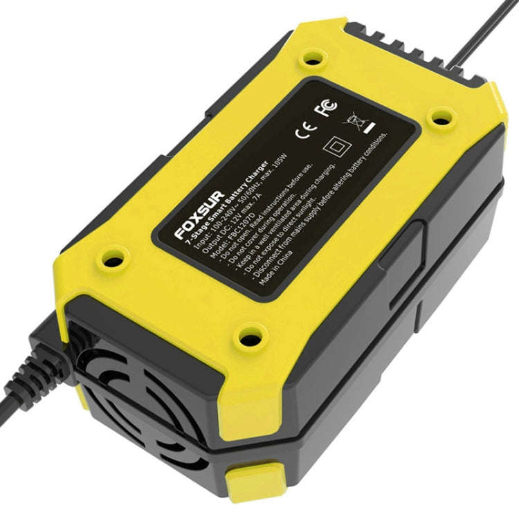 FOXSUR Car / Motorcycle Repair Charger 12V 7A 7-stage + Multi-battery Mode Lead-acid Battery Char...