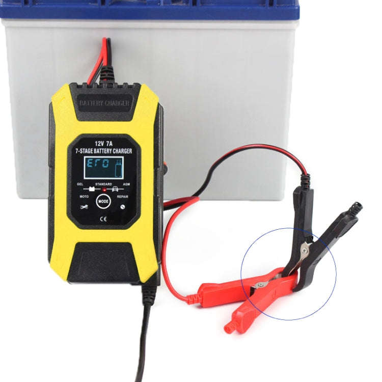 FOXSUR Car / Motorcycle Repair Charger 12V 7A 7-stage + Multi-battery Mode Lead-acid Battery Char...