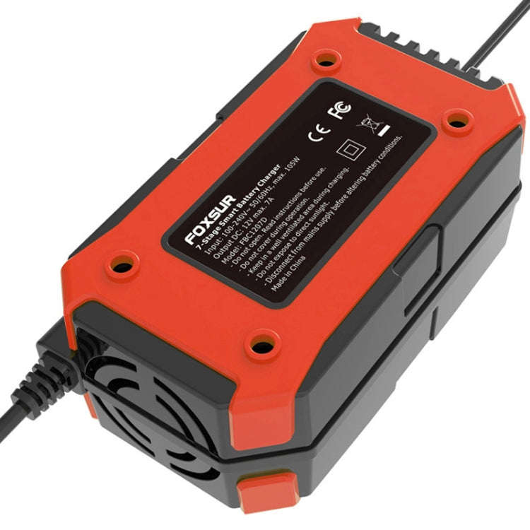 FOXSUR Car / Motorcycle Repair Charger 12V 7A 7-stage + Multi-battery Mode Lead-acid Battery Char...