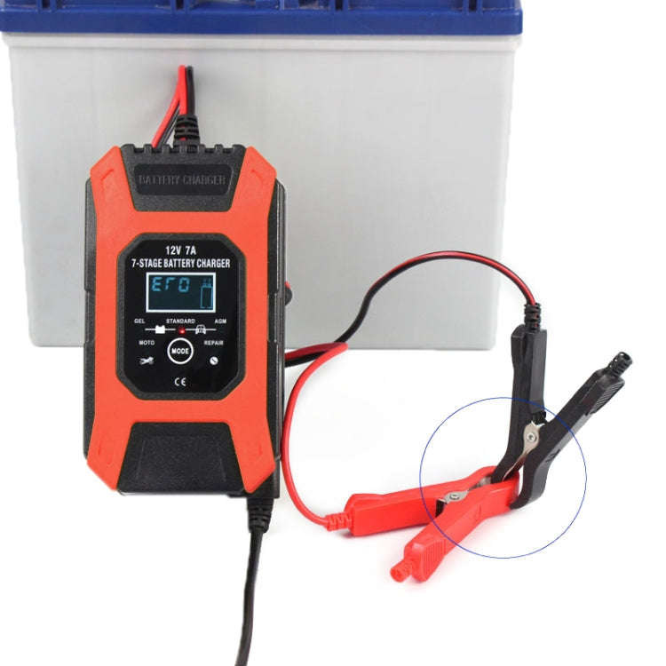 FOXSUR Car / Motorcycle Repair Charger 12V 7A 7-stage + Multi-battery Mode Lead-acid Battery Char...