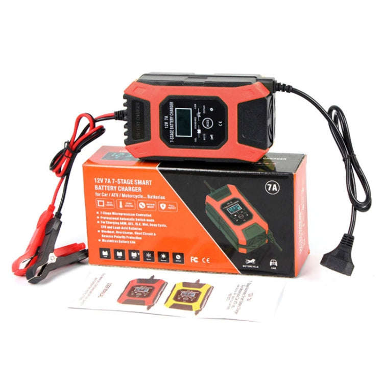 FOXSUR Car / Motorcycle Repair Charger 12V 7A 7-stage + Multi-battery Mode Lead-acid Battery Char...