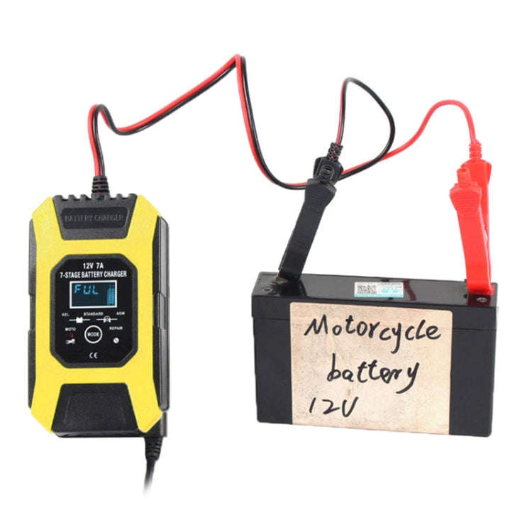 FOXSUR Car / Motorcycle Repair Charger 12V 7A 7-stage + Multi-battery Mode Lead-acid Battery Char...