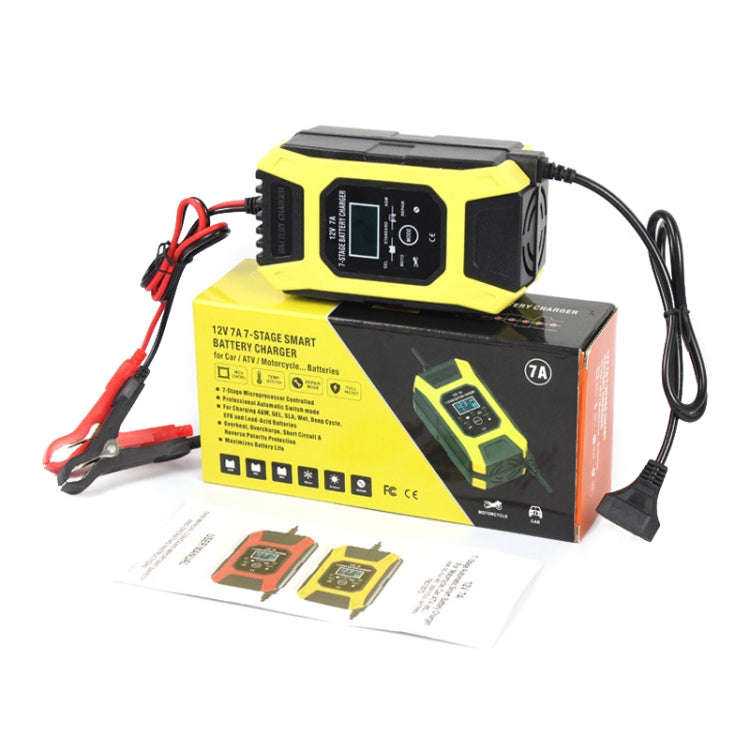 FOXSUR Car / Motorcycle Repair Charger 12V 7A 7-stage + Multi-battery Mode Lead-acid Battery Char...