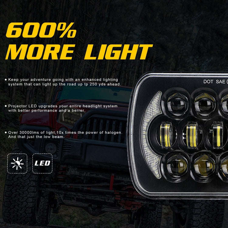 7 inch(5X7)/(7X6) H4 DC 9V-30V 30000LM 300W 8LEDs Car Square Shape LED Headlight Lamps for Jeep W...